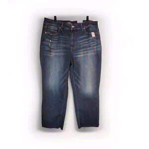 Time And Tru Jeans 18 High Rise Cropped Stretch Distressed Raw Hem